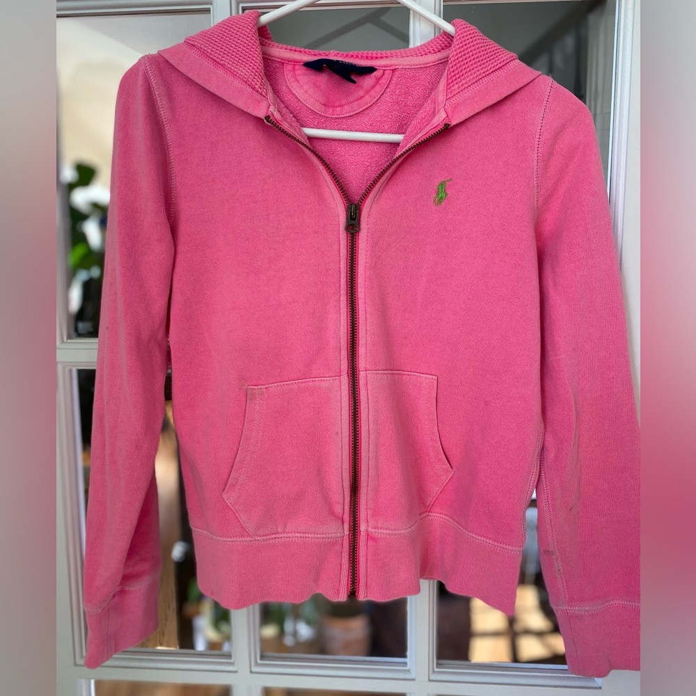 Authentic Ralph Lauren girls pink hoodie sweater in size L (12-14)